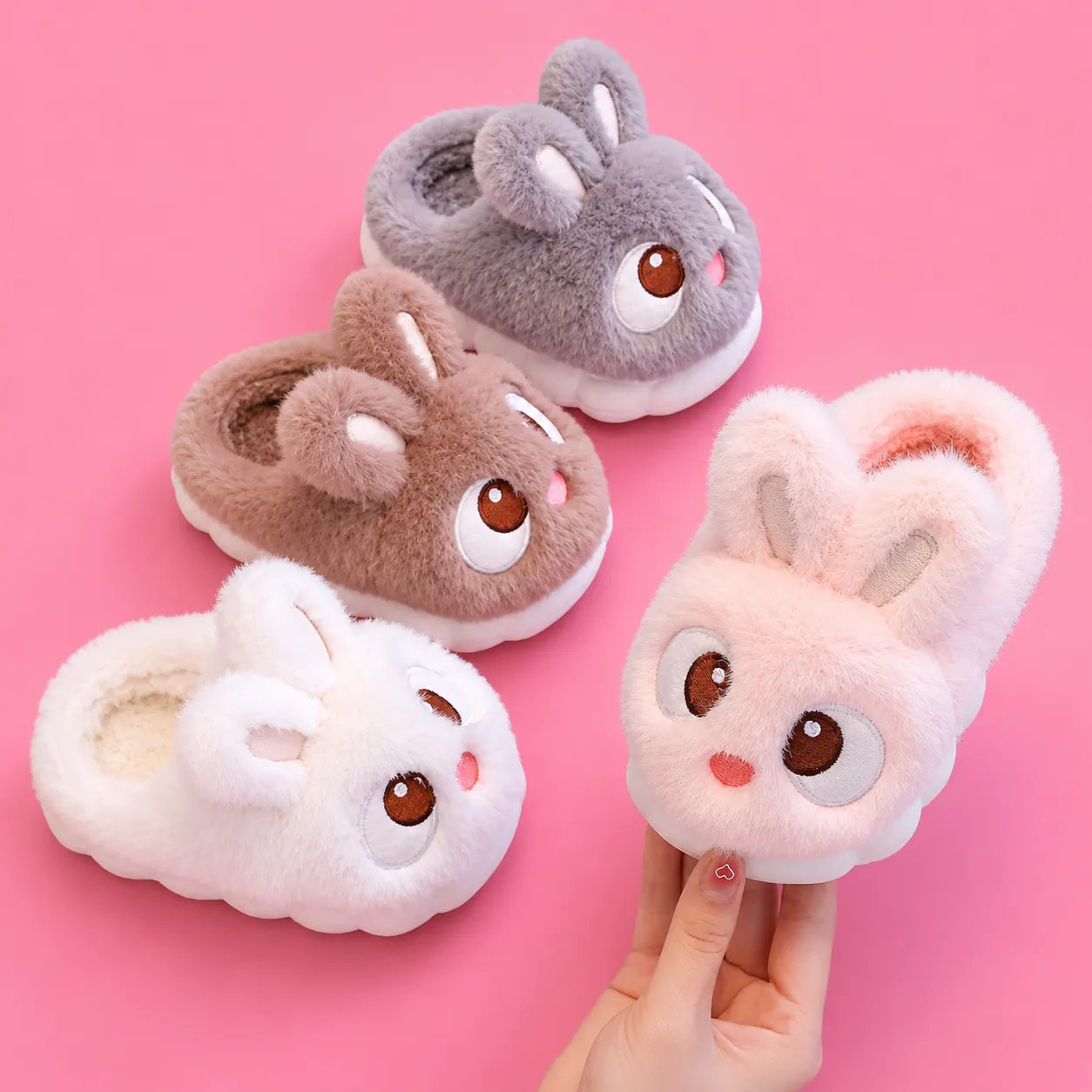 Cute Bunny Fluffy Slippers for Kids